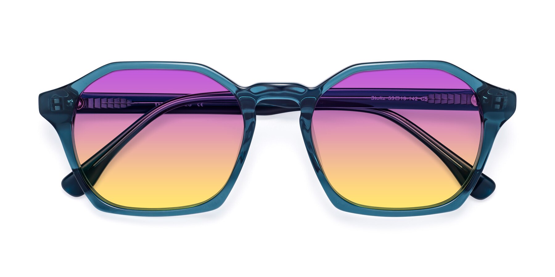 Folded Front of Stoltz in Ink Blue with Purple / Yellow Gradient Lenses