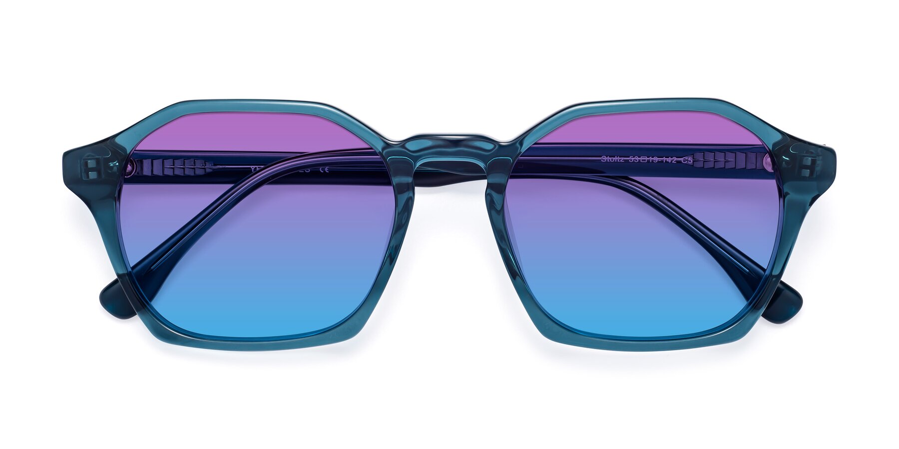 Folded Front of Stoltz in Ink Blue with Purple / Blue Gradient Lenses