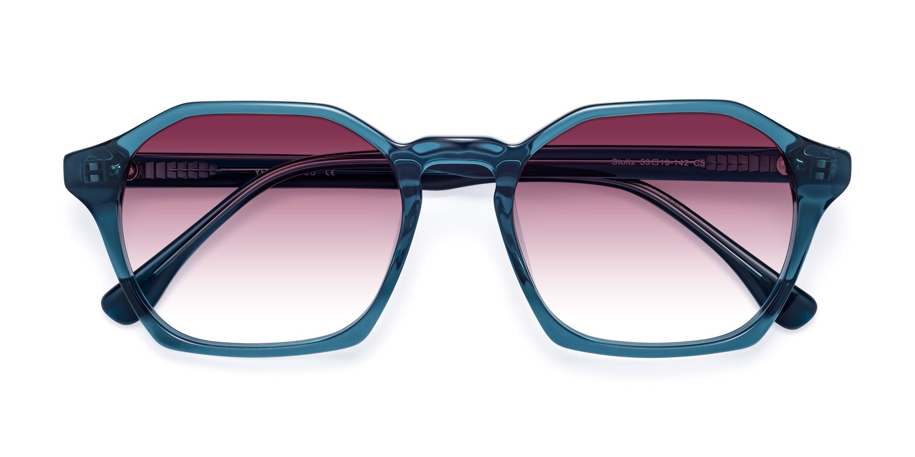 Folded Front of Stoltz in Ink Blue with Wine Gradient Lenses