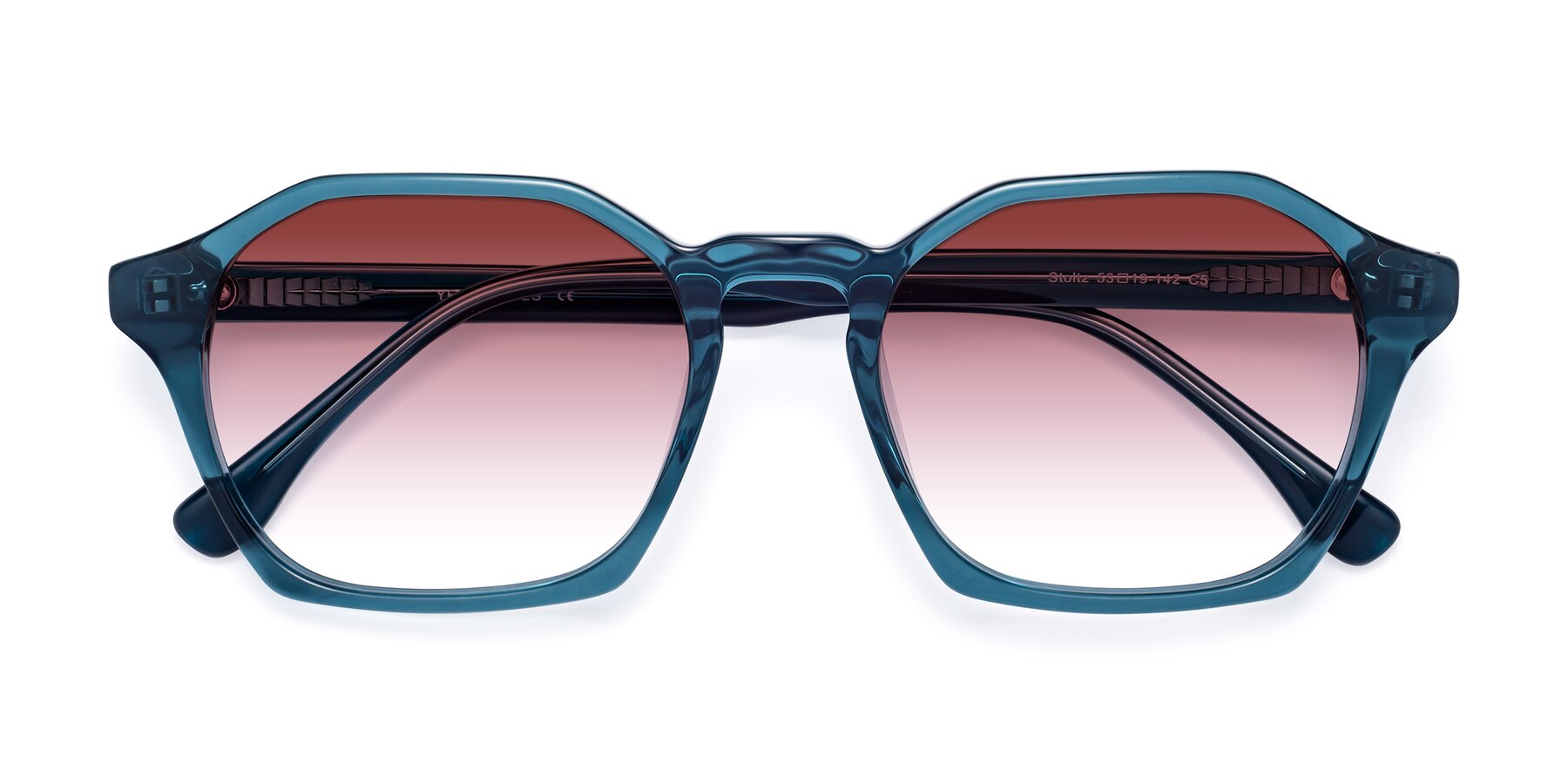 Folded Front of Stoltz in Ink Blue with Garnet Gradient Lenses