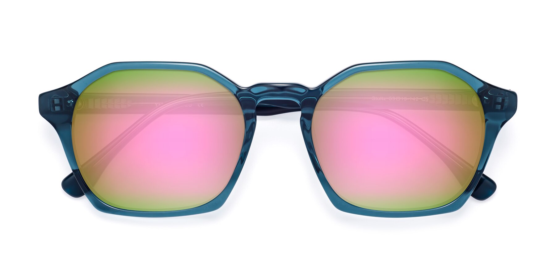 Folded Front of Stoltz in Ink Blue with Pink Mirrored Lenses