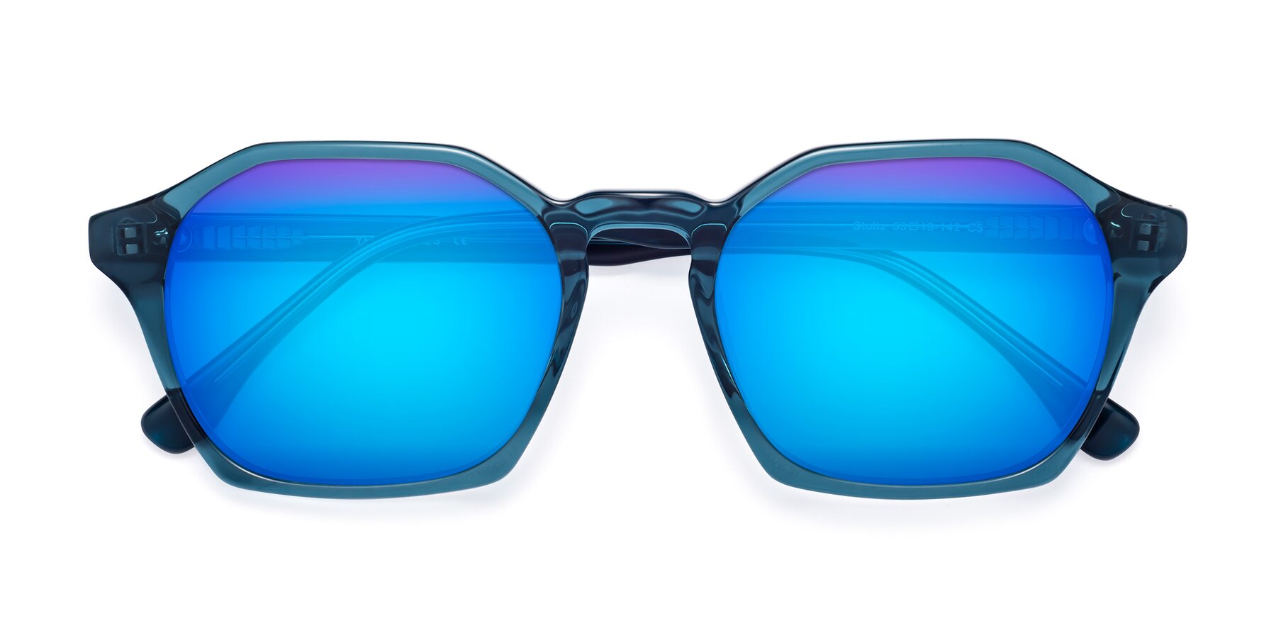 Folded Front of Stoltz in Ink Blue with Blue Mirrored Lenses