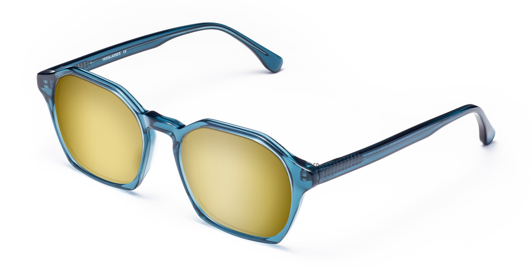 Angle of Stoltz in Ink Blue with Gold Mirrored Lenses