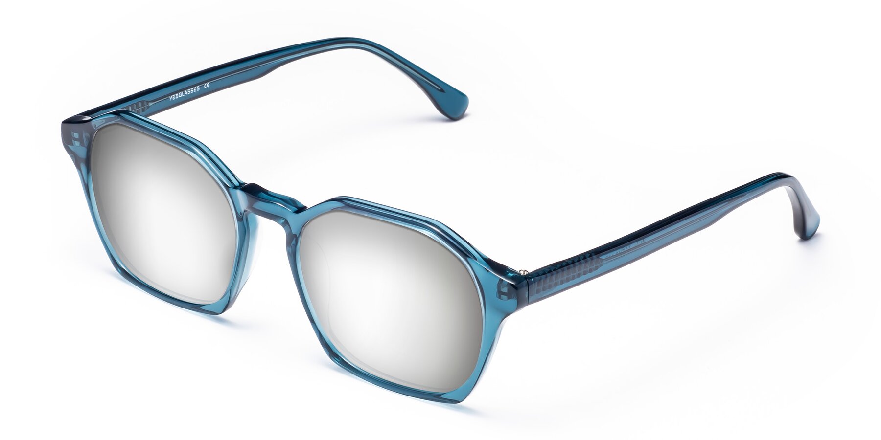 Angle of Stoltz in Ink Blue with Silver Mirrored Lenses