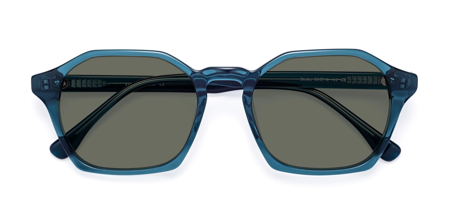 Folded Front of Stoltz in Ink Blue with Gray Polarized Lenses