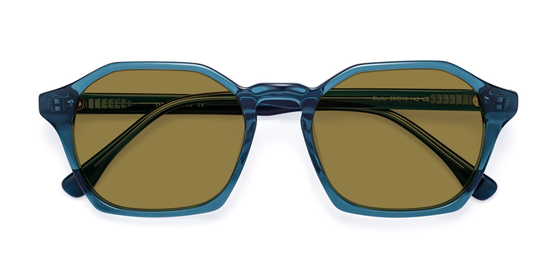 Folded Front of Stoltz in Ink Blue with Brown Polarized Lenses