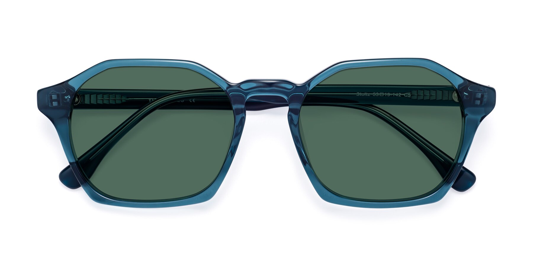 Folded Front of Stoltz in Ink Blue with Green Polarized Lenses