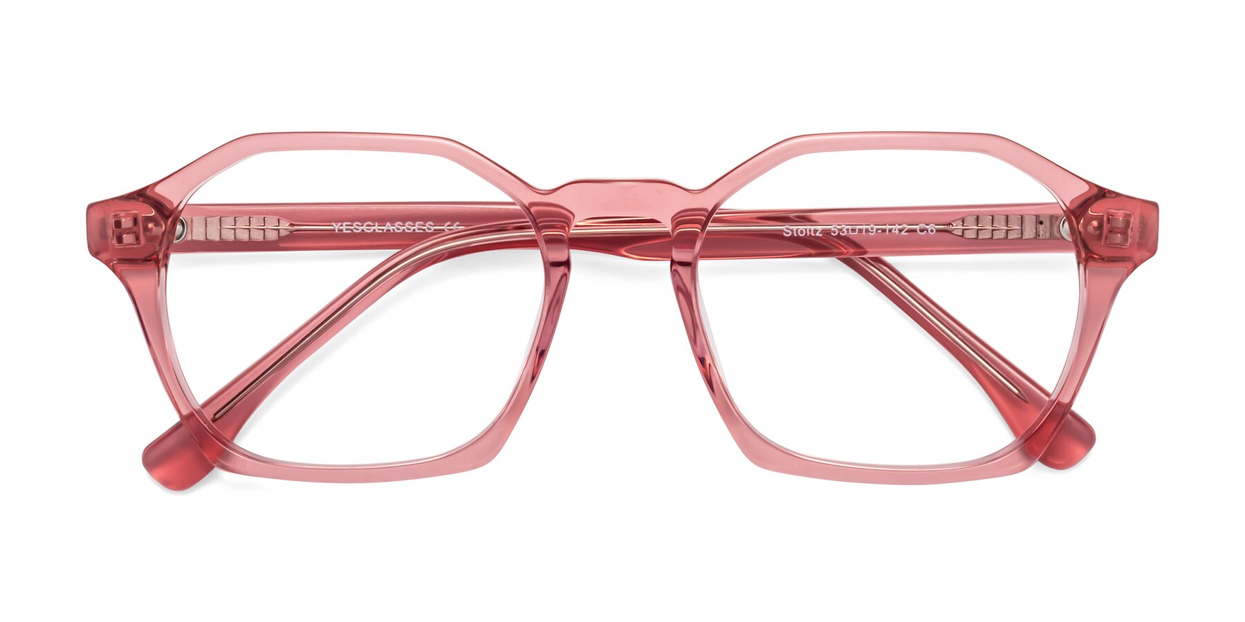 Folded Front of Stoltz in Pink with Clear Eyeglass Lenses
