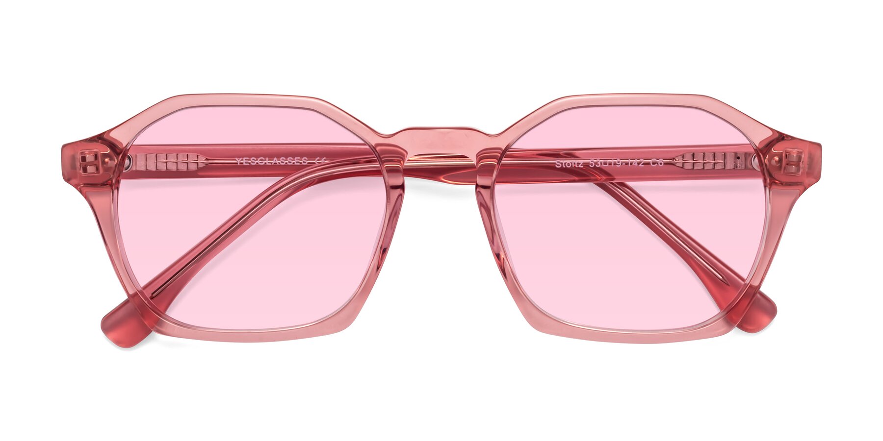 Folded Front of Stoltz in Pink with Light Pink Tinted Lenses