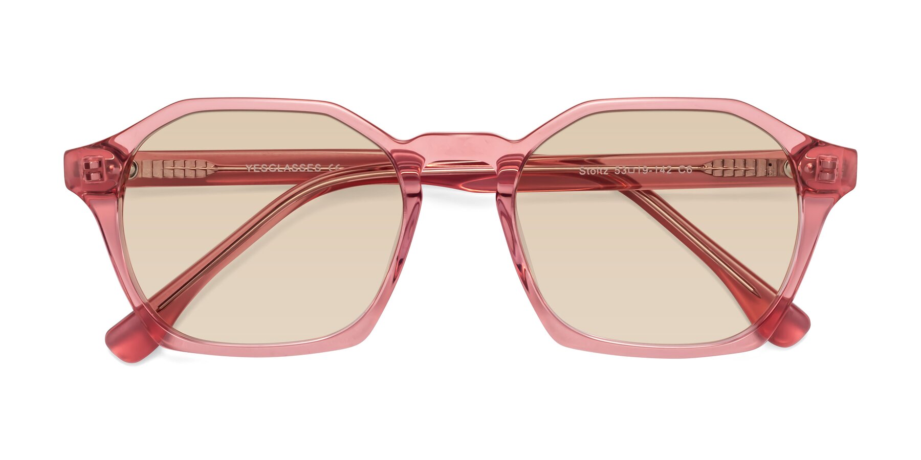 Folded Front of Stoltz in Pink with Light Brown Tinted Lenses