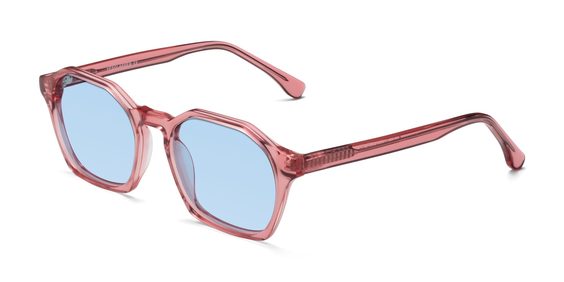 Angle of Stoltz in Pink with Light Blue Tinted Lenses