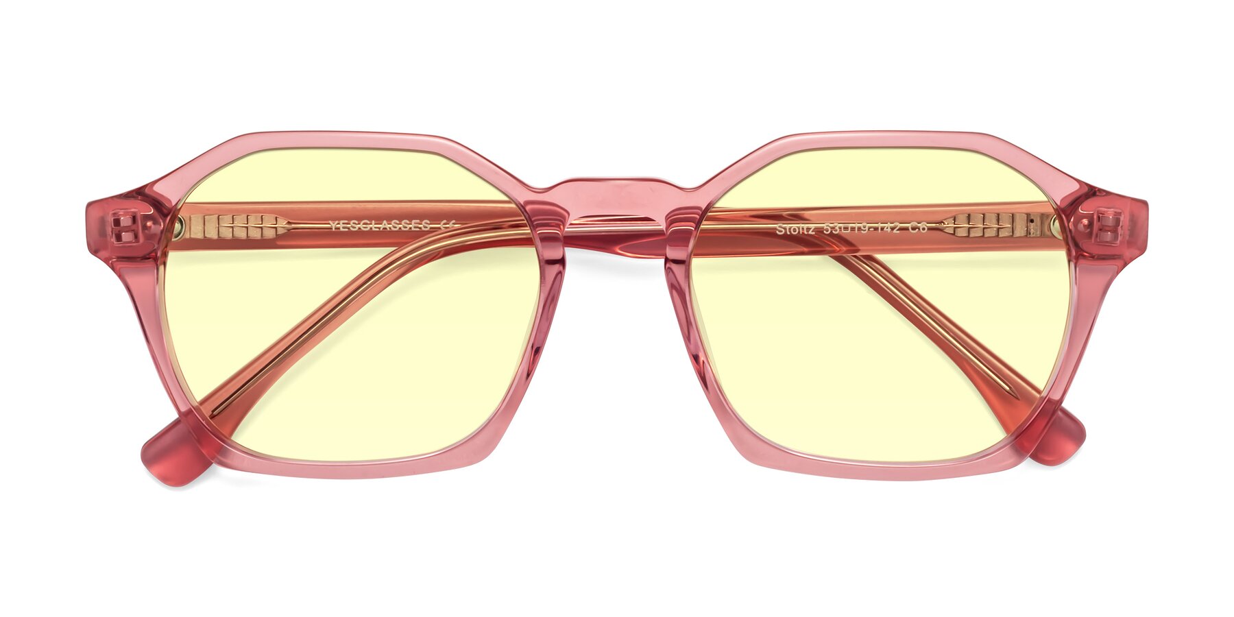 Folded Front of Stoltz in Pink with Light Yellow Tinted Lenses
