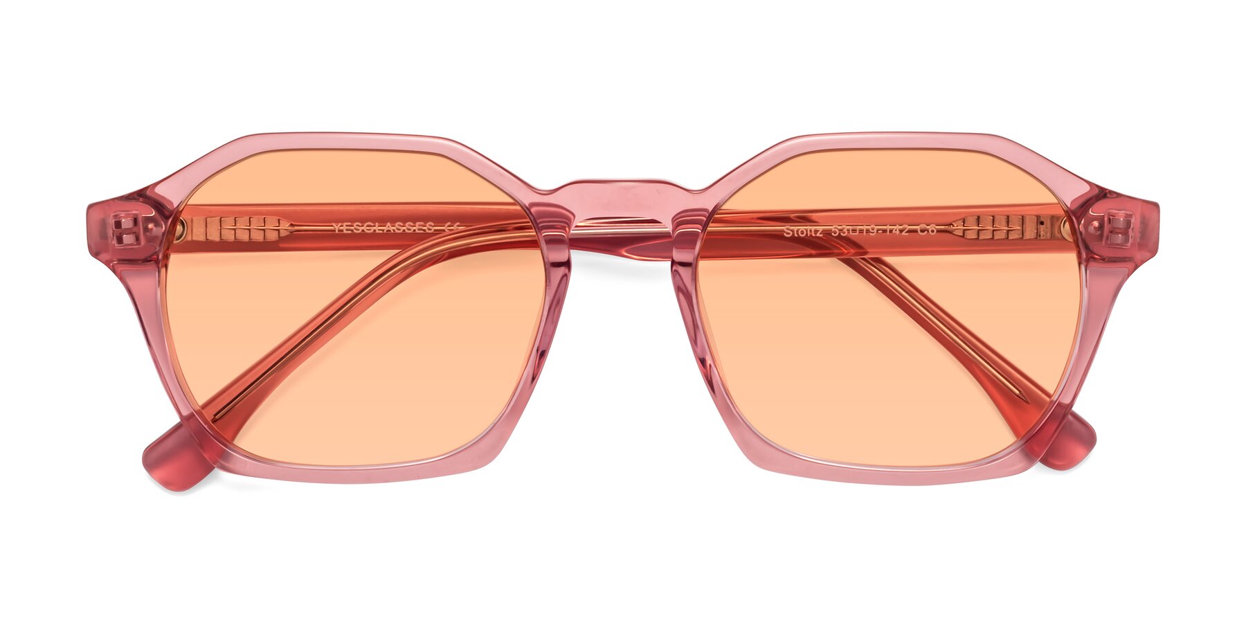 Folded Front of Stoltz in Pink with Light Orange Tinted Lenses