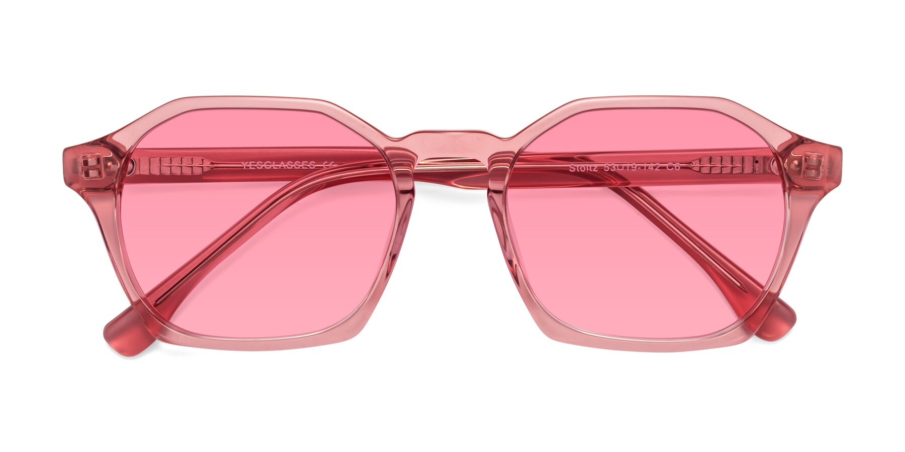 Folded Front of Stoltz in Pink with Pink Tinted Lenses