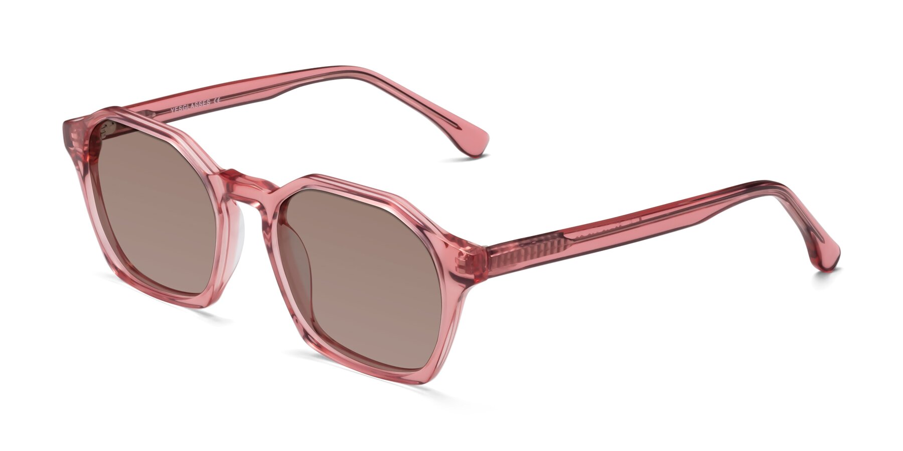 Angle of Stoltz in Pink with Medium Brown Tinted Lenses