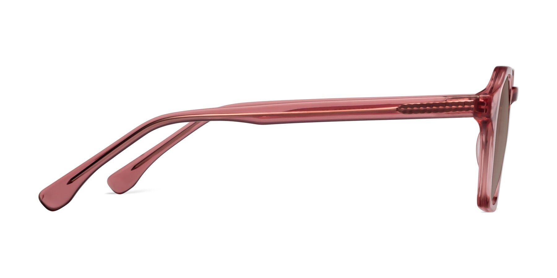 Side of Stoltz in Pink with Medium Brown Tinted Lenses