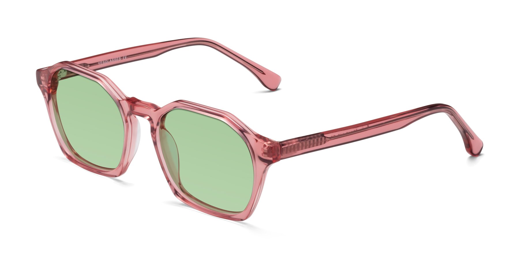 Angle of Stoltz in Pink with Medium Green Tinted Lenses