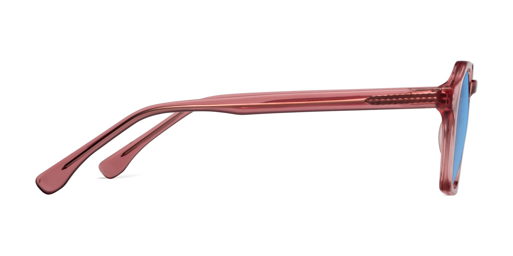 Side of Stoltz in Pink with Medium Blue Tinted Lenses