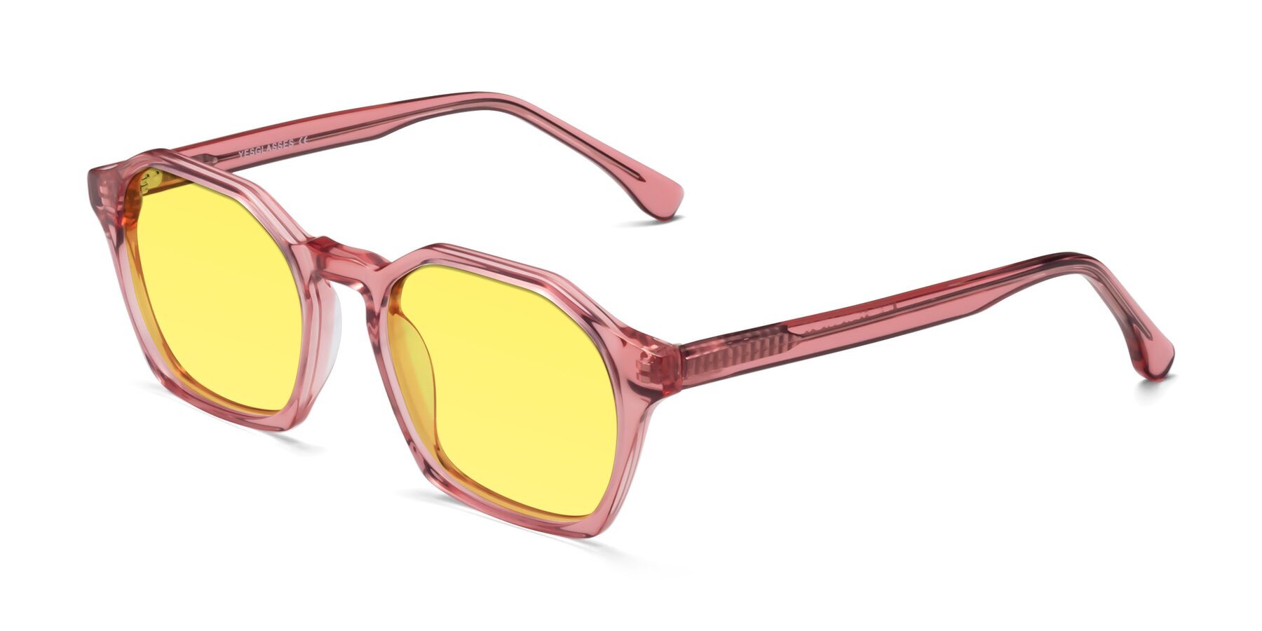 Angle of Stoltz in Pink with Medium Yellow Tinted Lenses