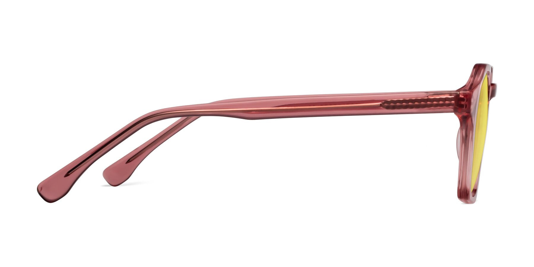 Side of Stoltz in Pink with Medium Yellow Tinted Lenses