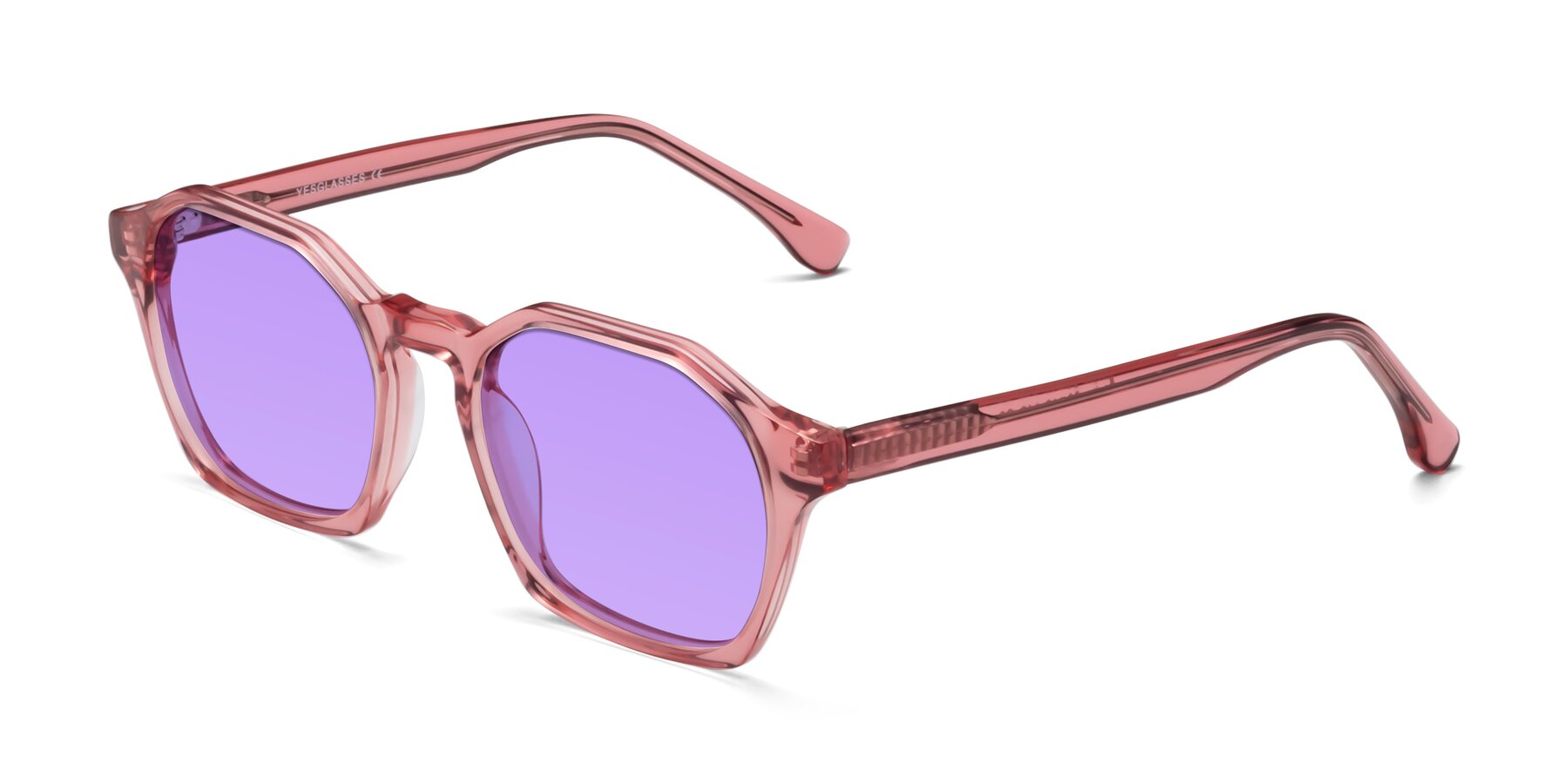 Angle of Stoltz in Pink with Medium Purple Tinted Lenses