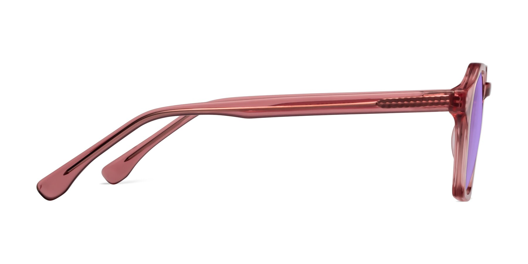 Side of Stoltz in Pink with Medium Purple Tinted Lenses