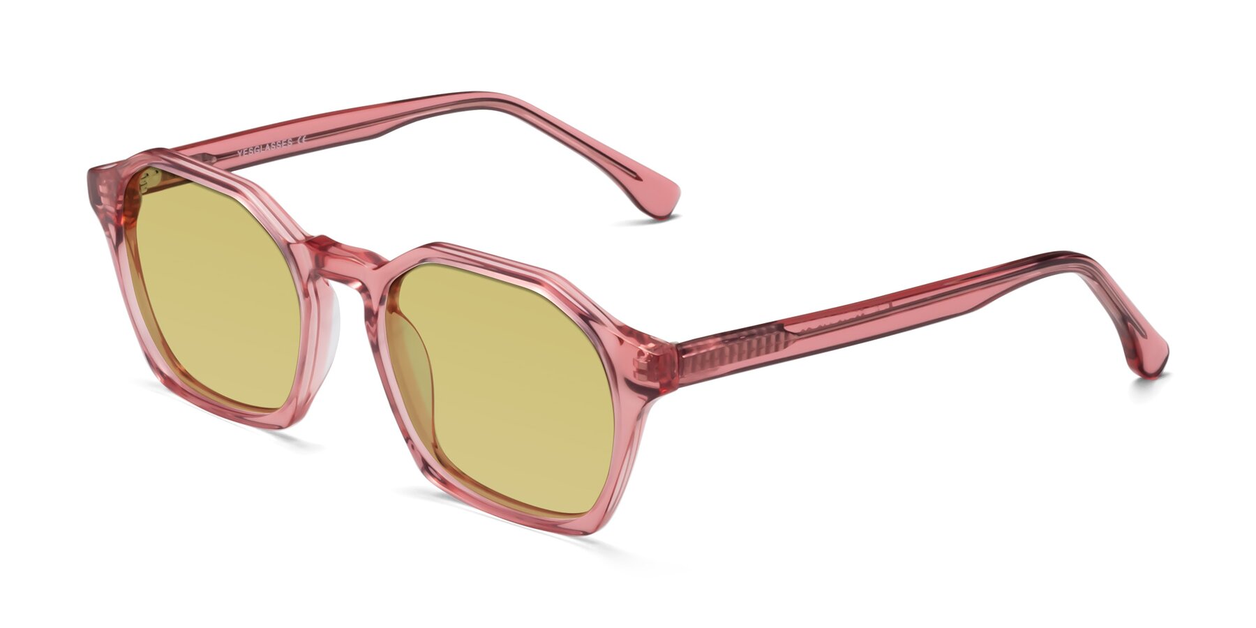 Angle of Stoltz in Pink with Medium Champagne Tinted Lenses