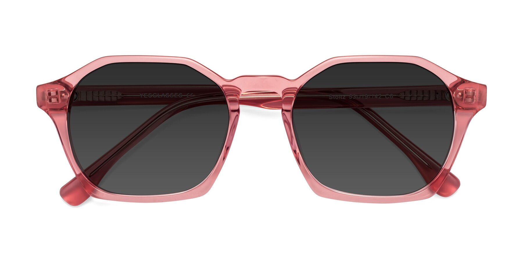 Folded Front of Stoltz in Pink with Gray Tinted Lenses