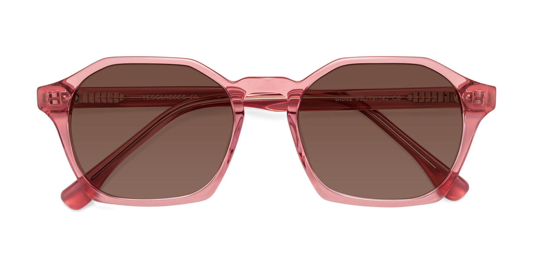 Folded Front of Stoltz in Pink with Brown Tinted Lenses