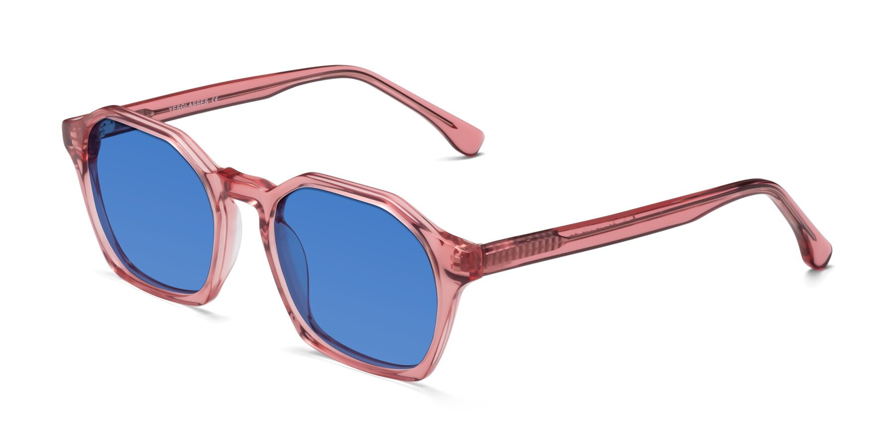Angle of Stoltz in Pink with Blue Tinted Lenses