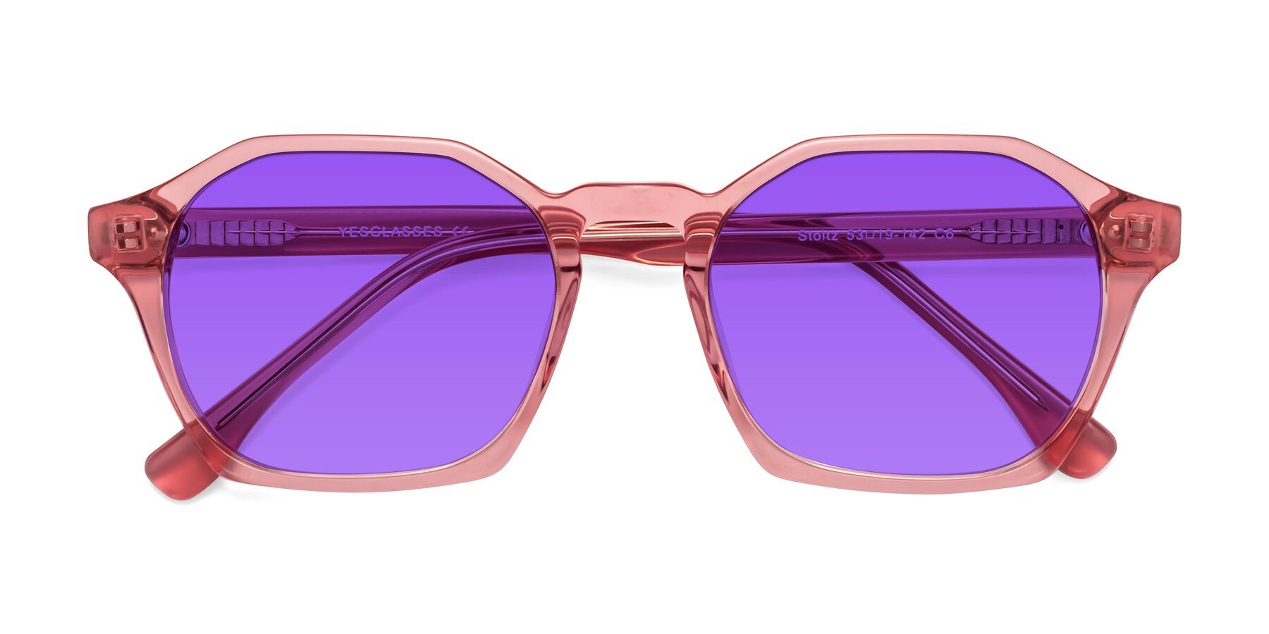 Folded Front of Stoltz in Pink with Purple Tinted Lenses