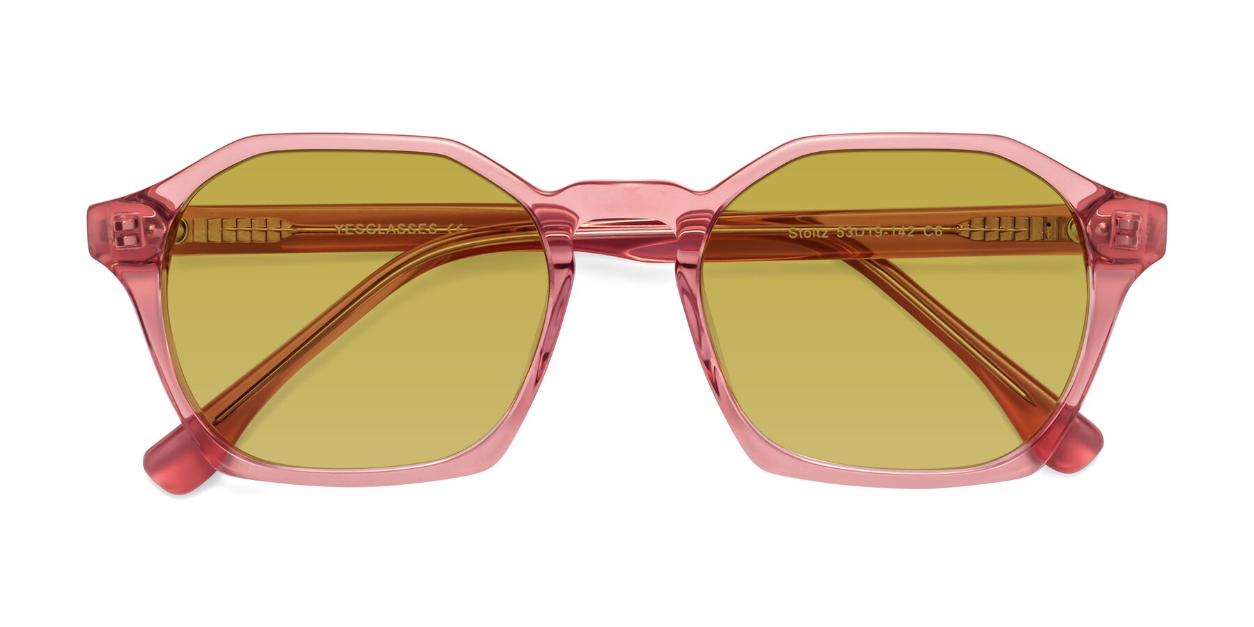 Folded Front of Stoltz in Pink with Champagne Tinted Lenses