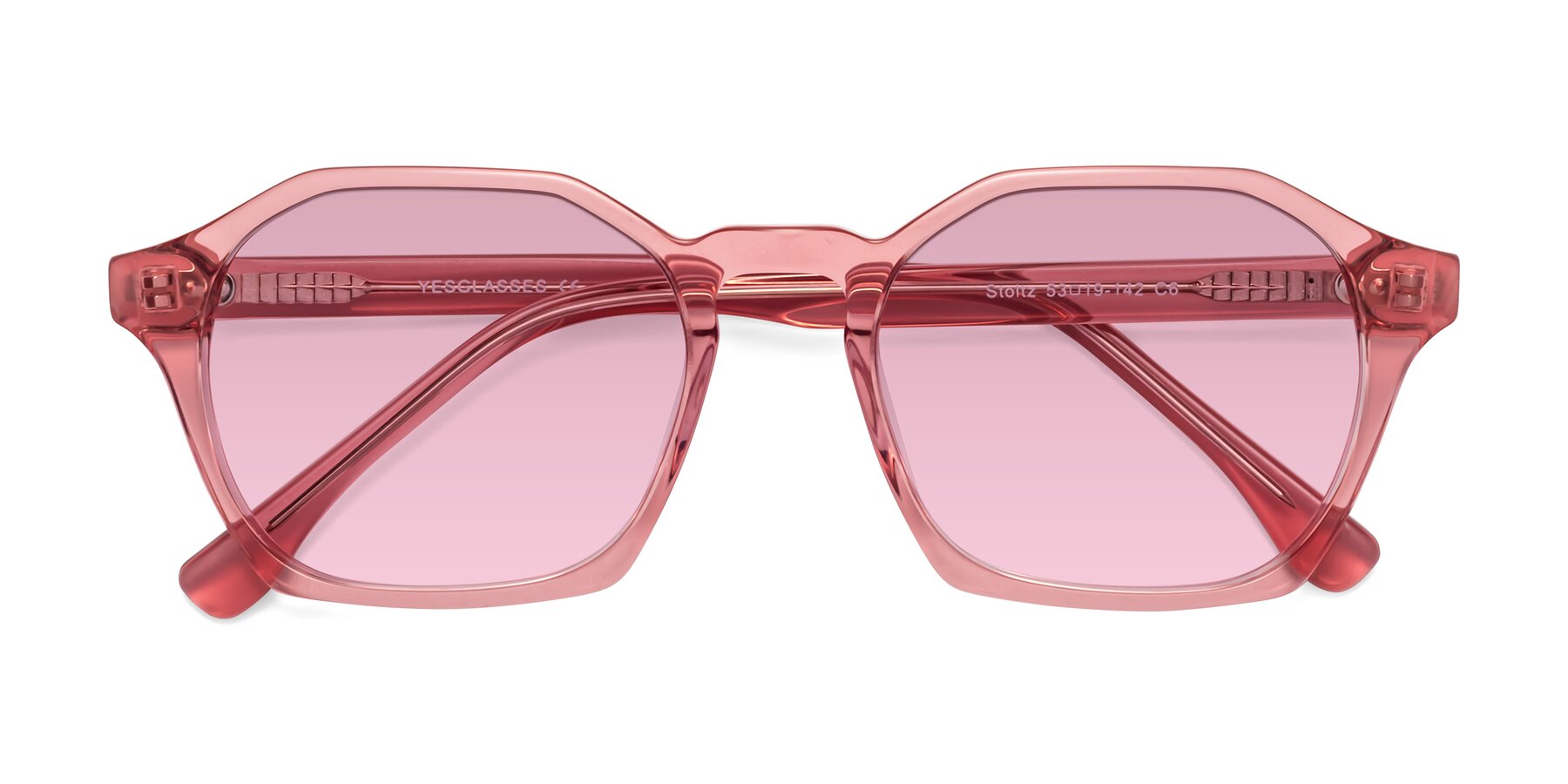 Folded Front of Stoltz in Pink with Light Wine Tinted Lenses