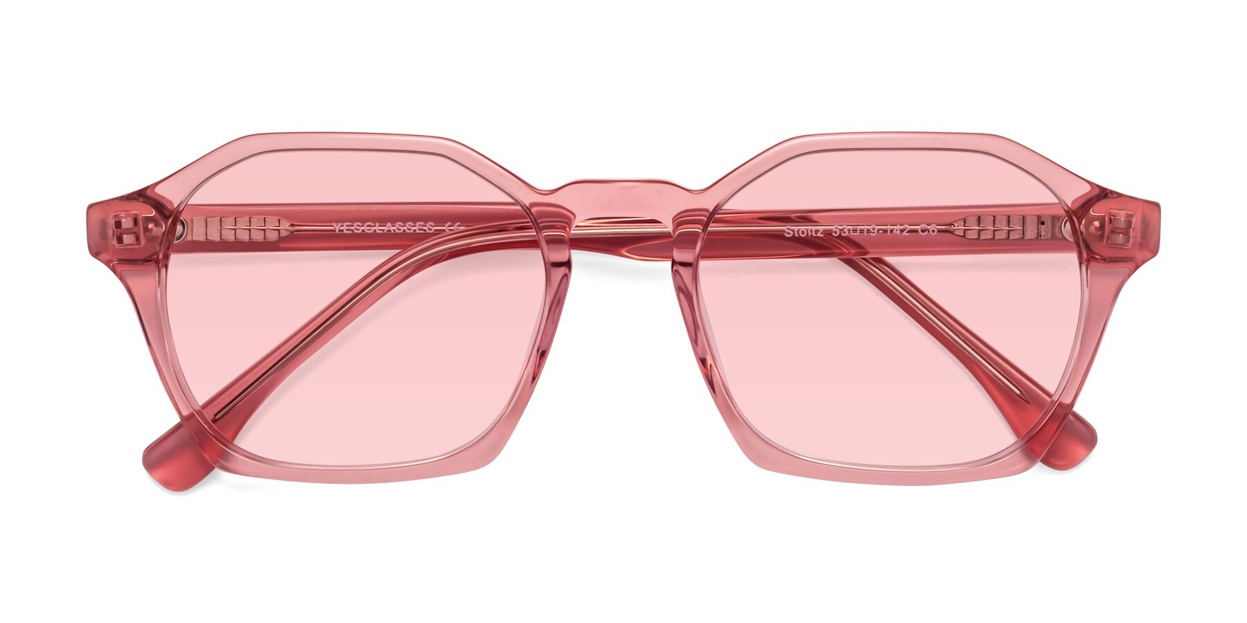 Folded Front of Stoltz in Pink with Light Garnet Tinted Lenses