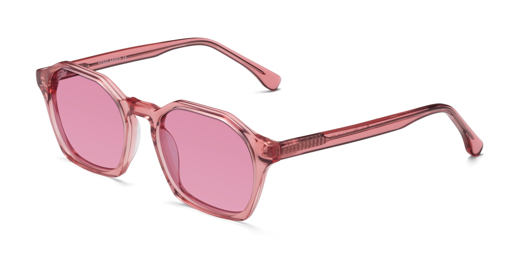 Angle of Stoltz in Pink with Medium Wine Tinted Lenses