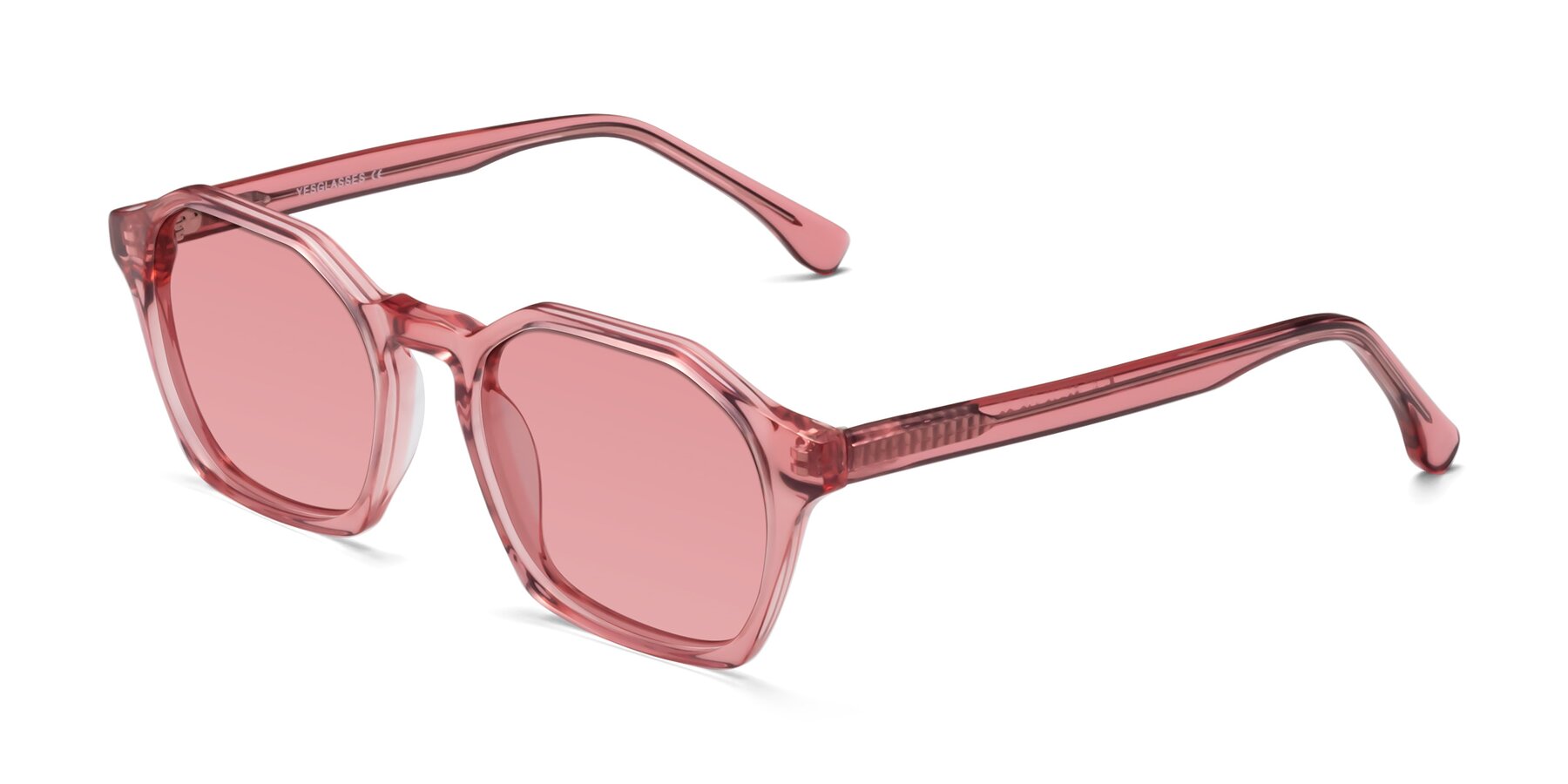 Angle of Stoltz in Pink with Medium Garnet Tinted Lenses