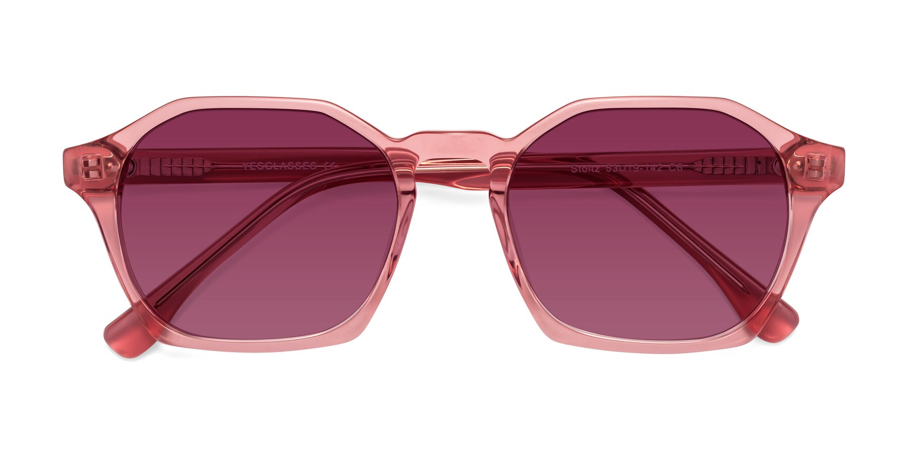 Folded Front of Stoltz in Pink with Wine Tinted Lenses