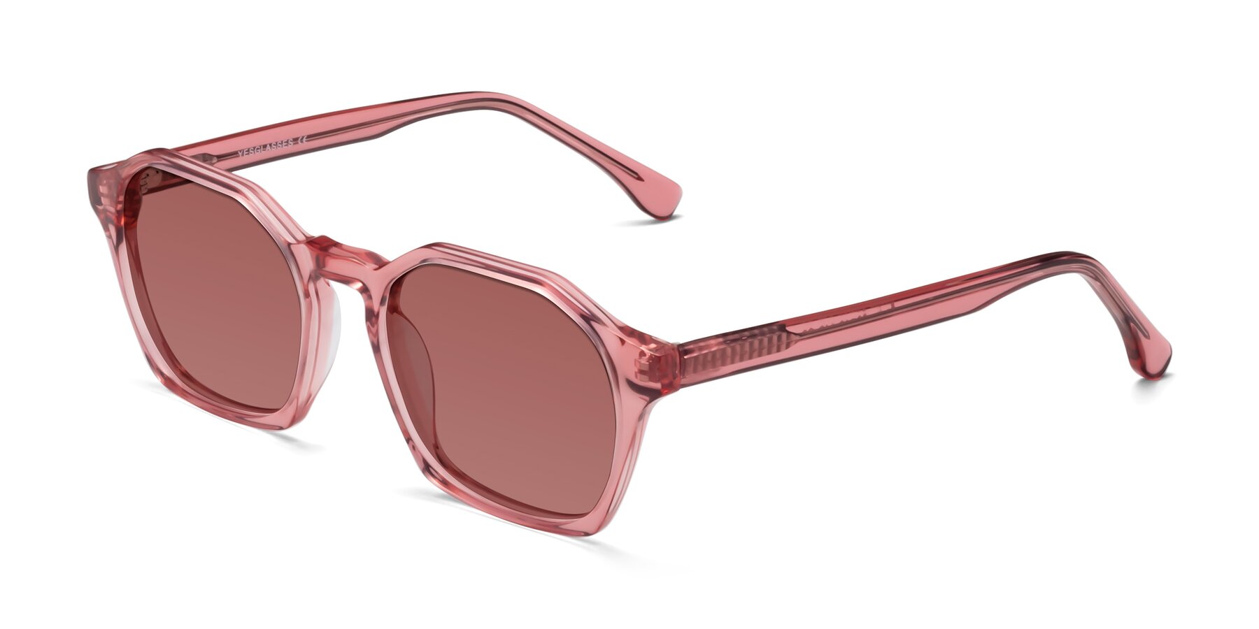 Angle of Stoltz in Pink with Garnet Tinted Lenses