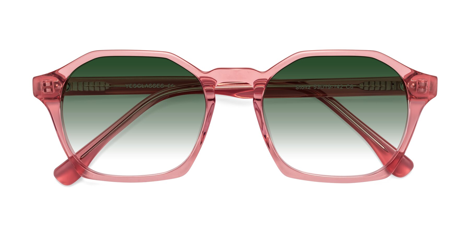 Folded Front of Stoltz in Pink with Green Gradient Lenses