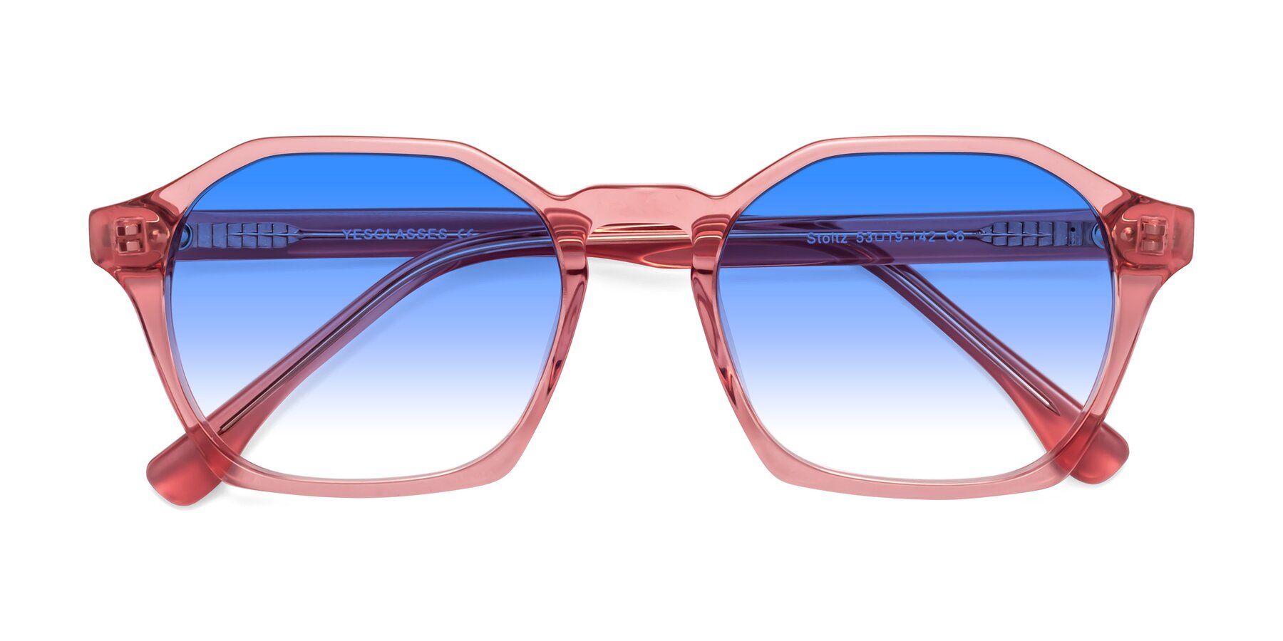 Folded Front of Stoltz in Pink with Blue Gradient Lenses