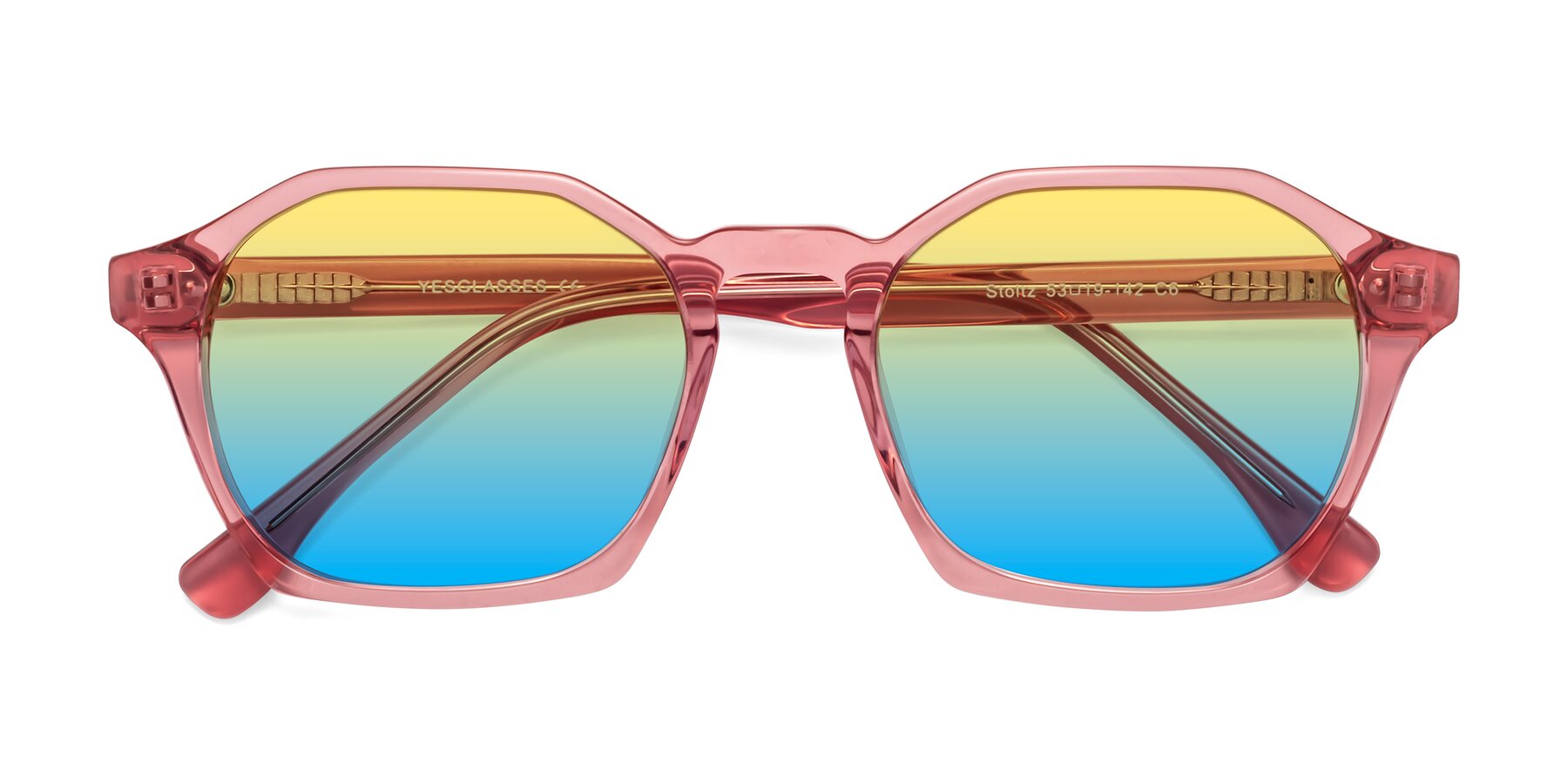 Folded Front of Stoltz in Pink with Yellow / Blue Gradient Lenses
