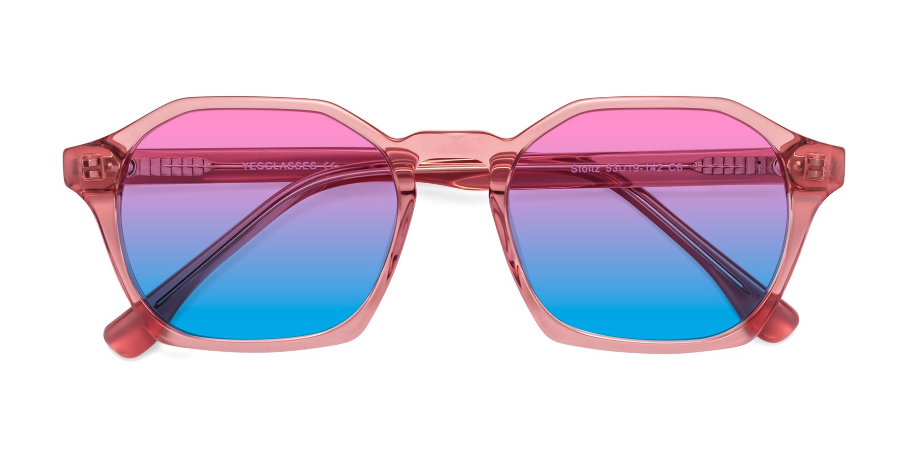 Folded Front of Stoltz in Pink with Pink / Blue Gradient Lenses