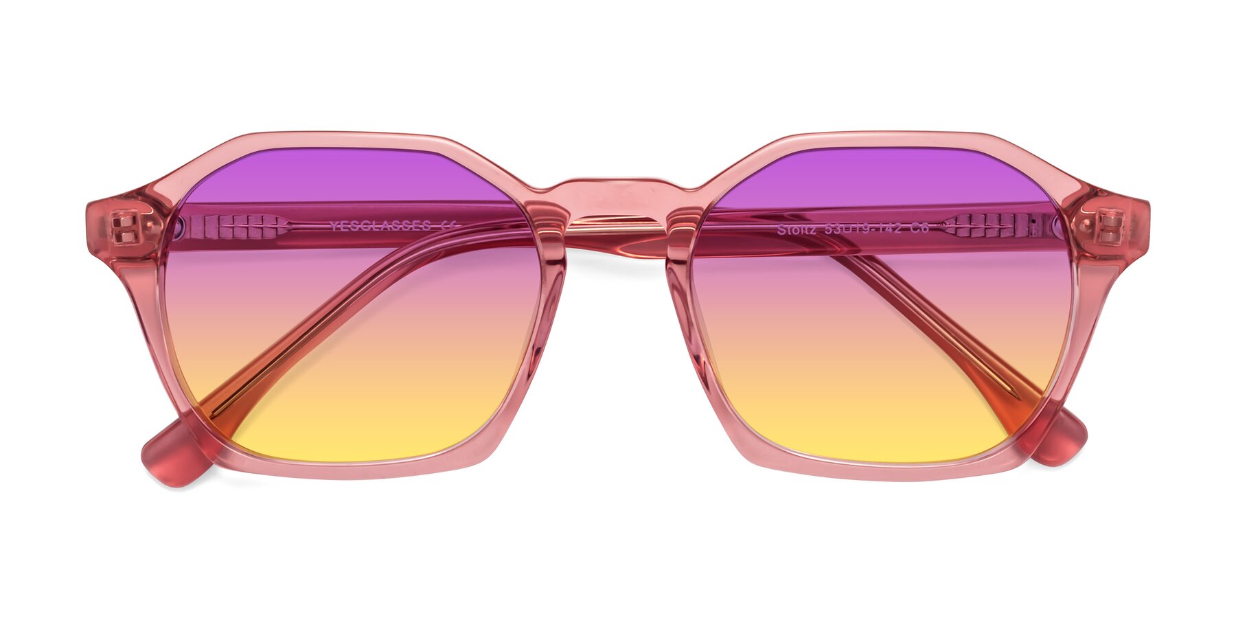 Folded Front of Stoltz in Pink with Purple / Yellow Gradient Lenses
