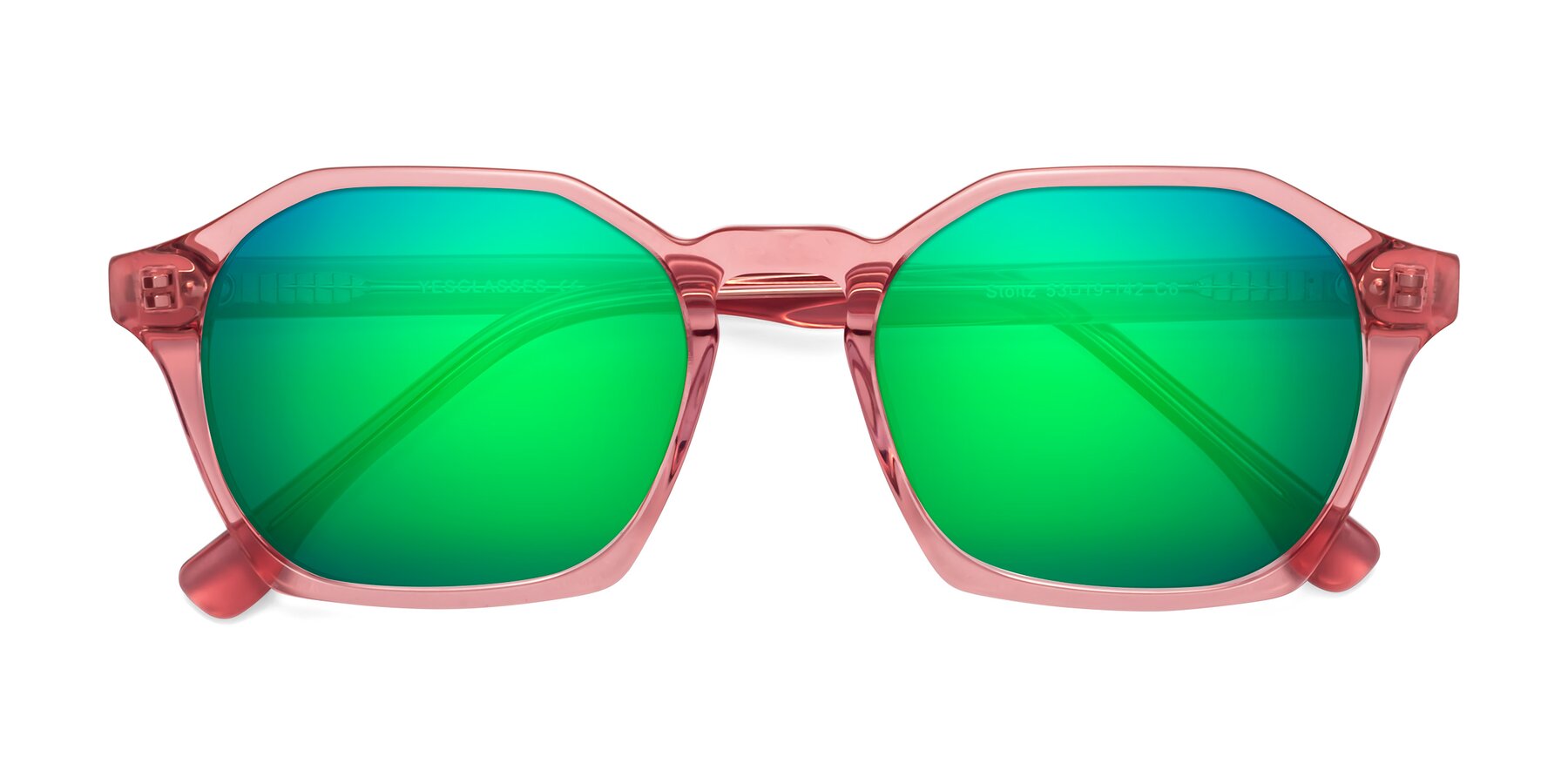 Folded Front of Stoltz in Pink with Green Mirrored Lenses