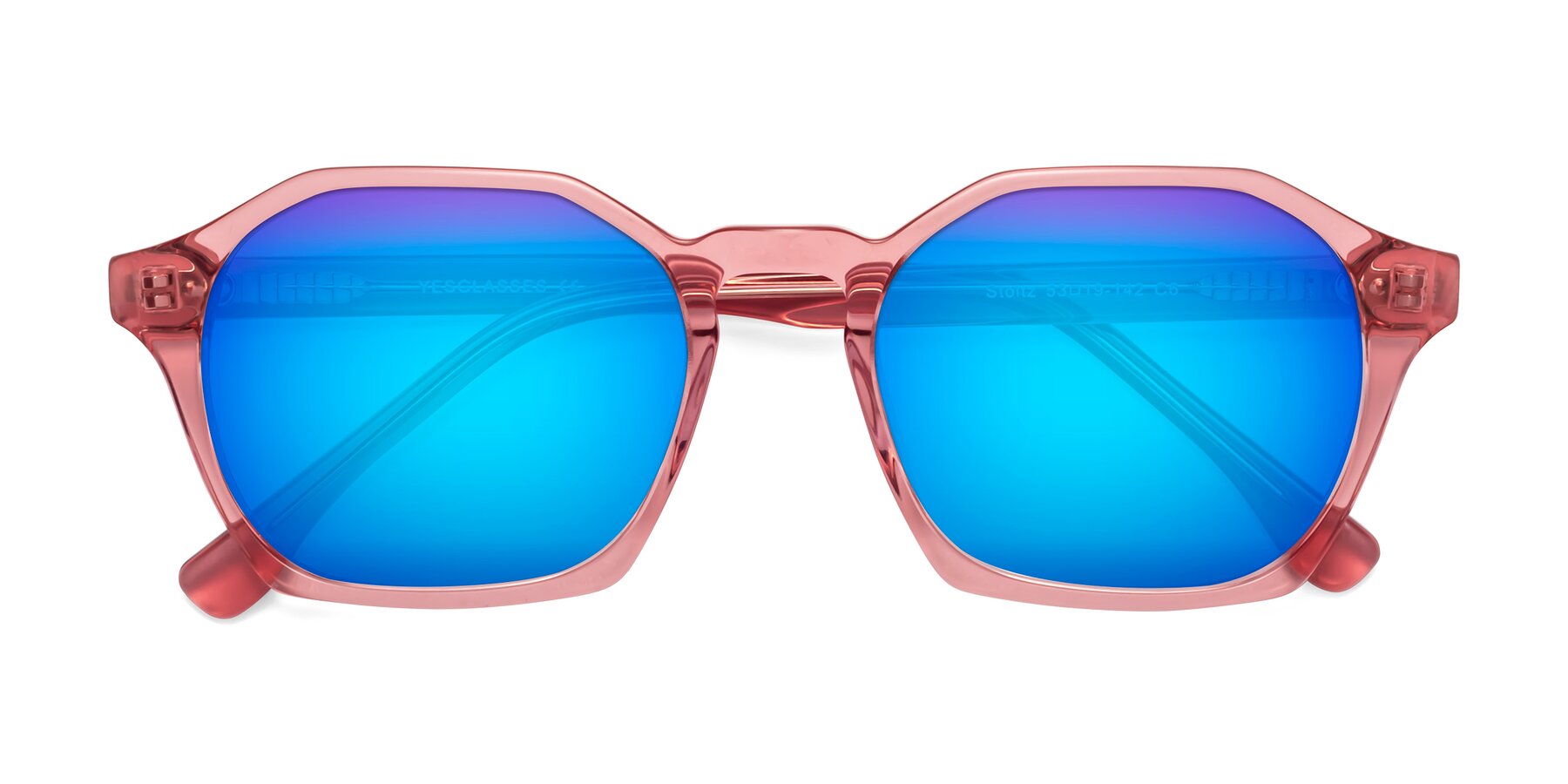 Folded Front of Stoltz in Pink with Blue Mirrored Lenses
