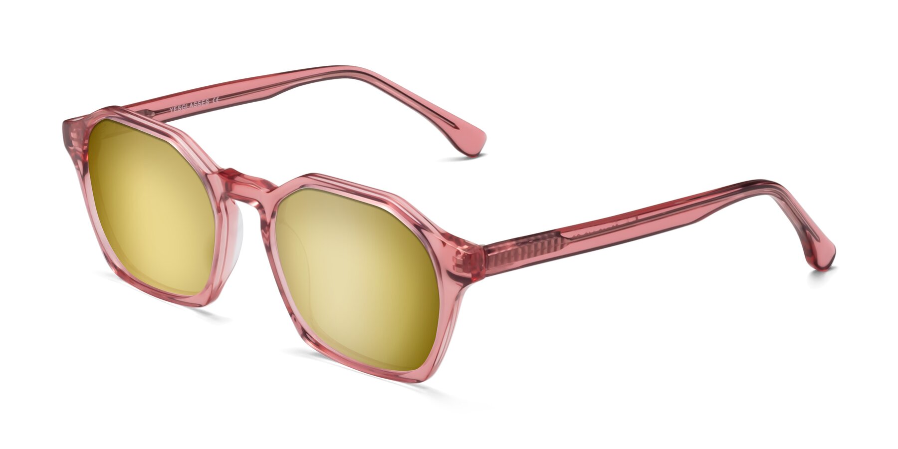 Angle of Stoltz in Pink with Gold Mirrored Lenses