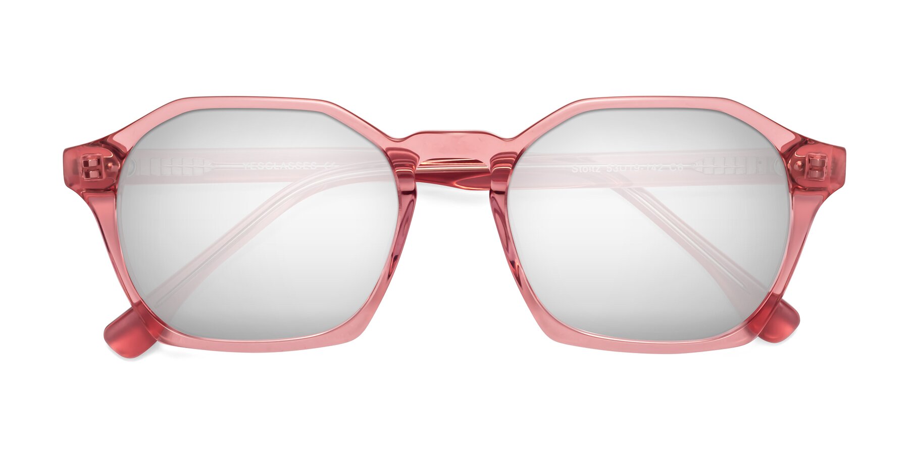 Folded Front of Stoltz in Pink with Silver Mirrored Lenses