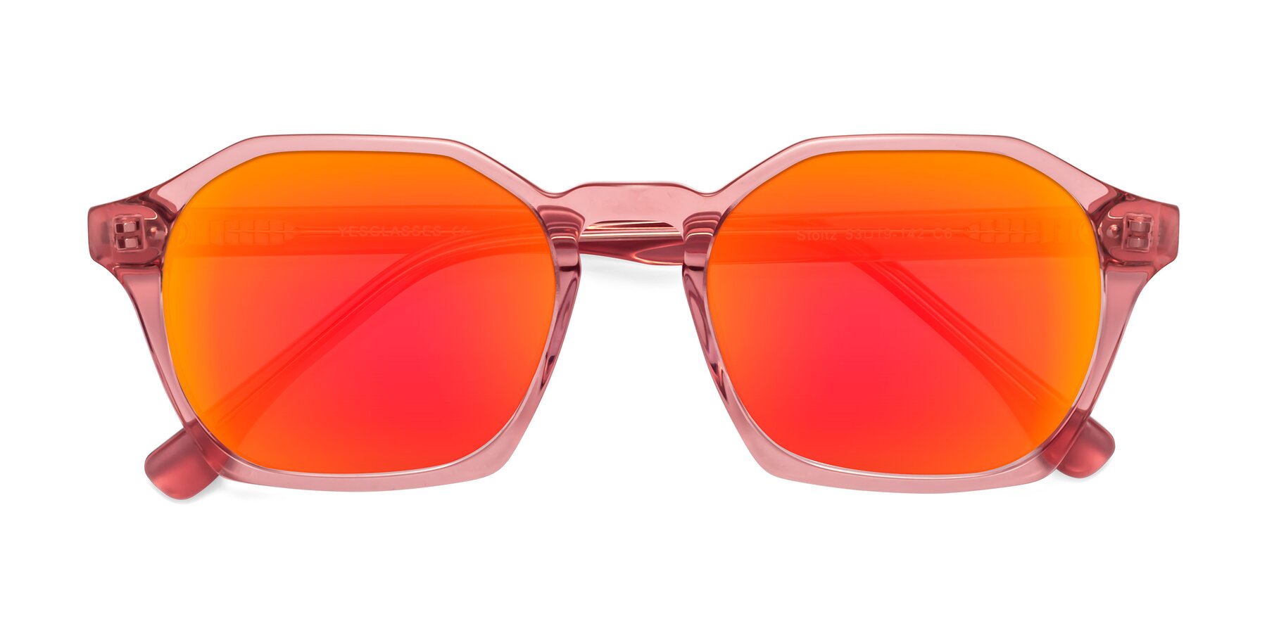 Folded Front of Stoltz in Pink with Red Gold Mirrored Lenses