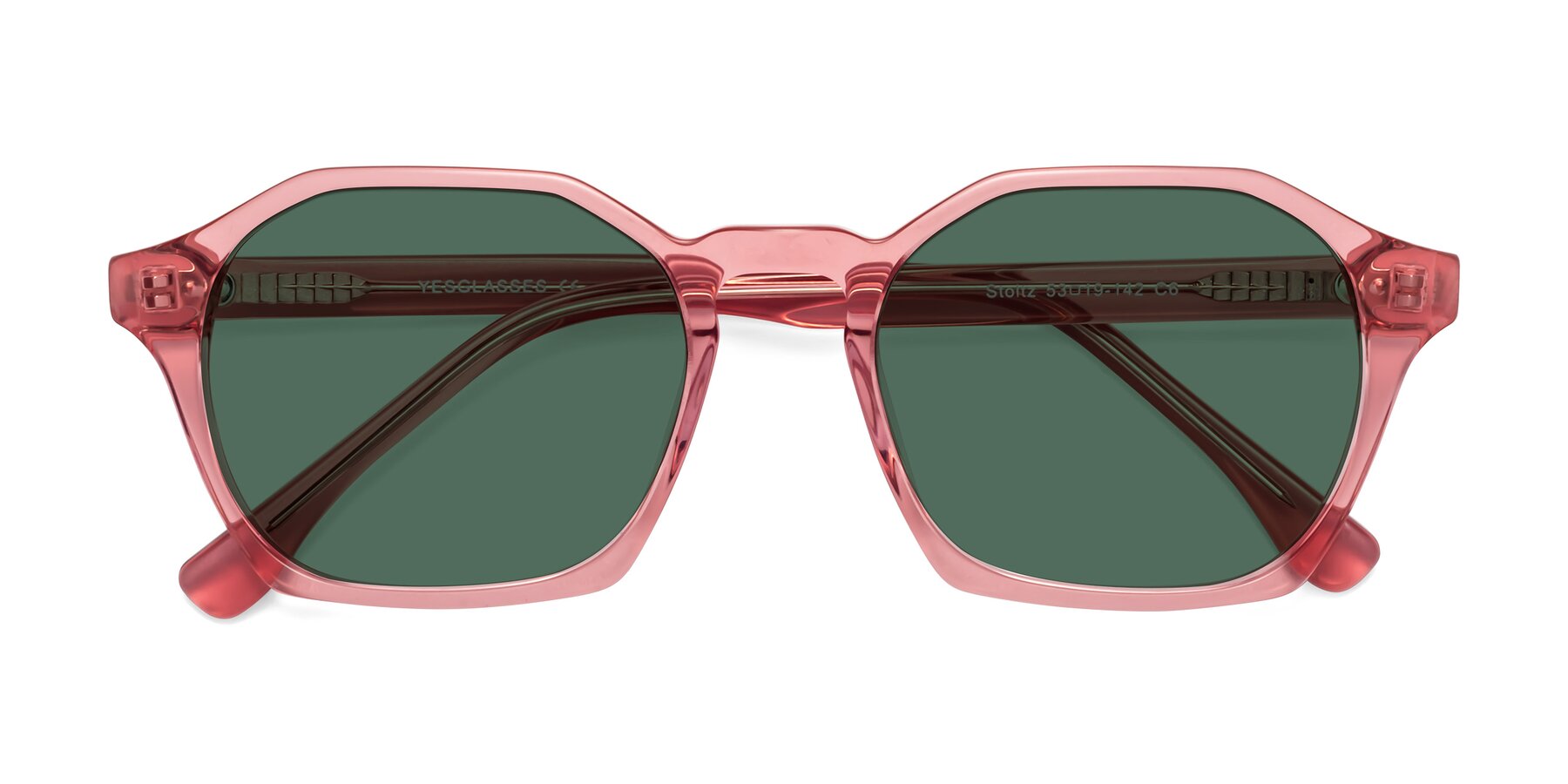 Folded Front of Stoltz in Pink with Green Polarized Lenses