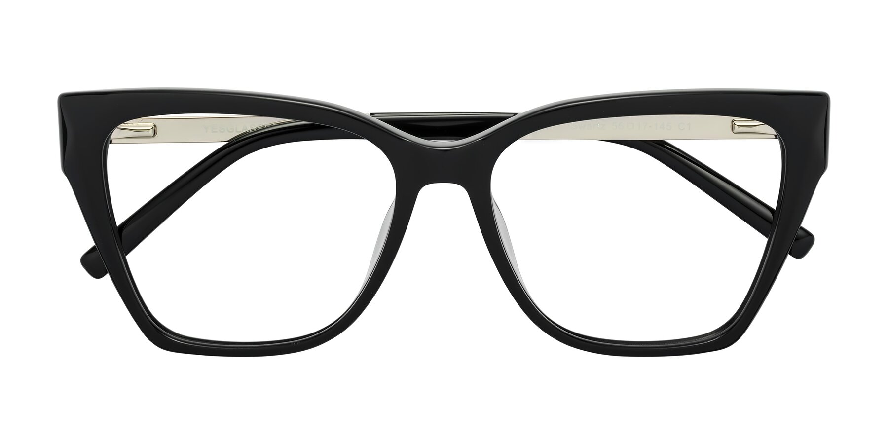 Folded Front of Swartz in Black with Clear Blue Light Blocking Lenses